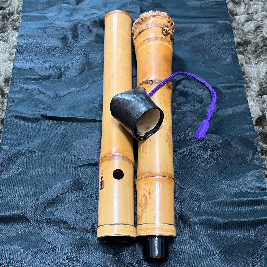 尺八 都山流 深水 一尺八寸管 中継ぎ 銀三線 【音出し確認済み】 状態良好品