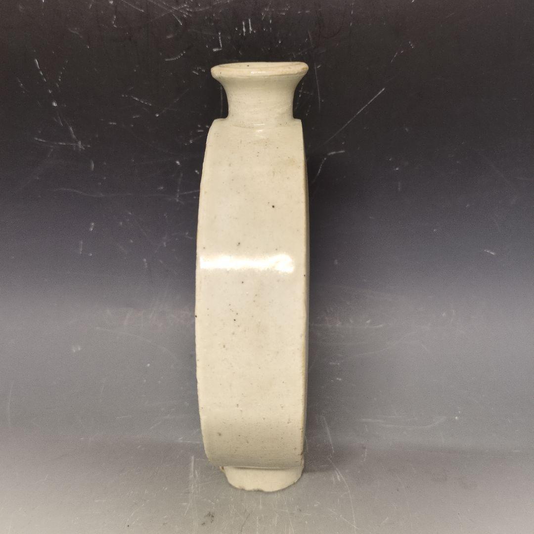 李朝白磁鉄絵竹文扁瓶 李朝時代