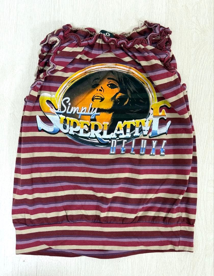 D&G ボーダー ノースリーブ タンクトップ シャツ ドルガバ