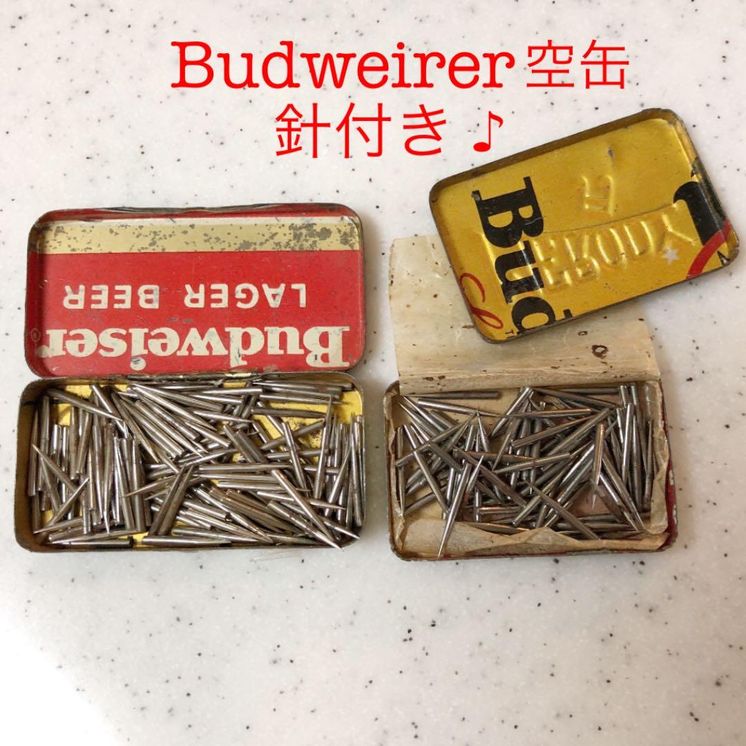 2缶セット 進駐軍廃材リサイクル Budweiser 缶 蓄音機 針