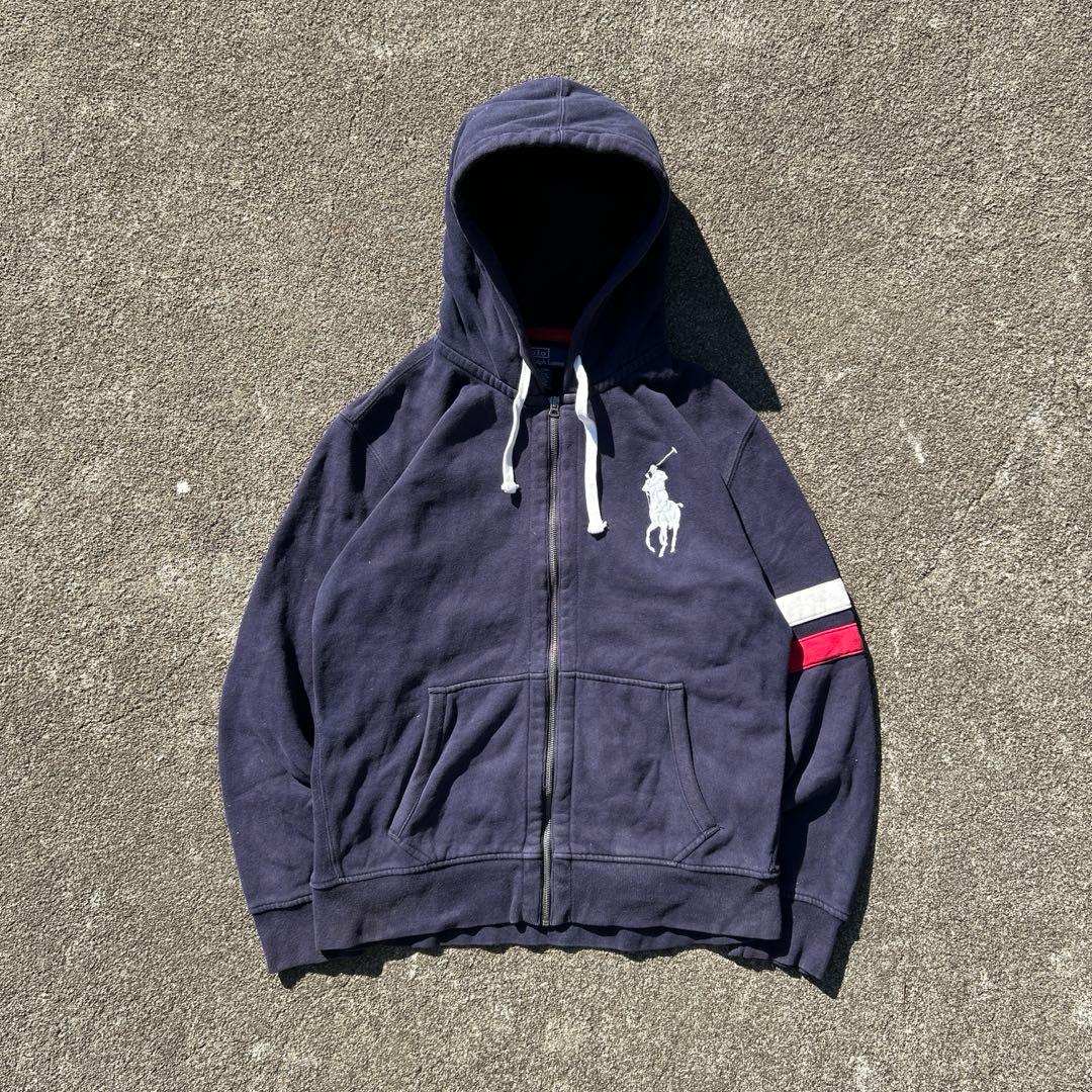 90s Polo Ralph lauren ジップパーカー　ビッグポニー　茄子紺