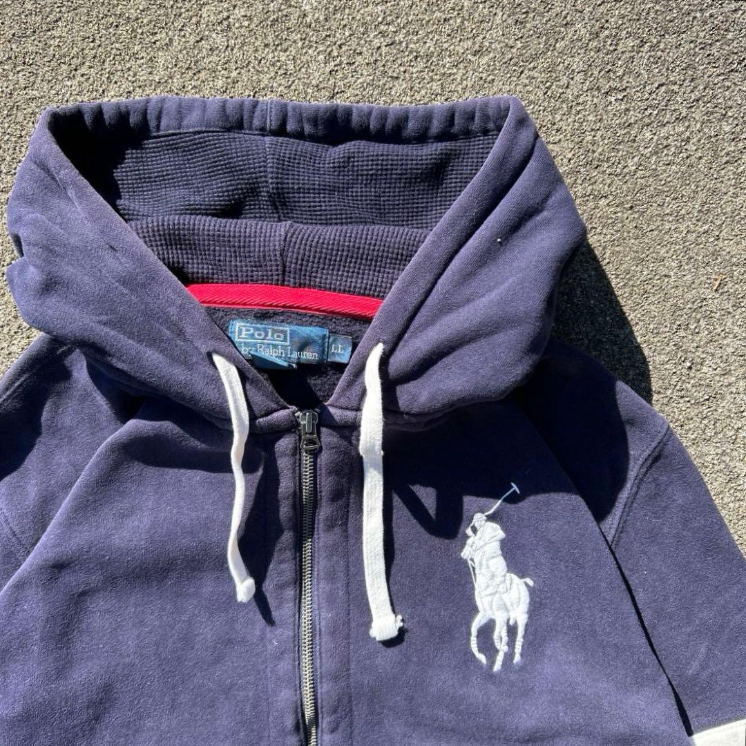 90s Polo Ralph lauren ジップパーカー　ビッグポニー　茄子紺