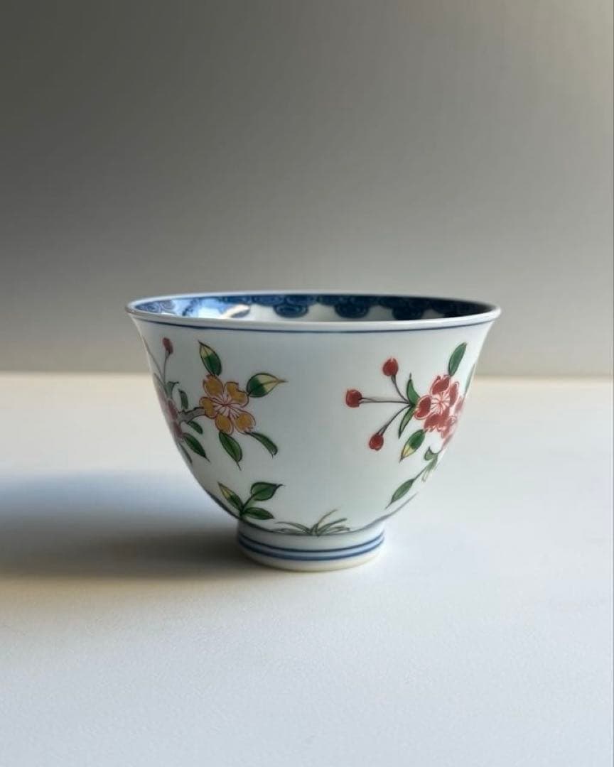 【有田焼】【源右衛門窯】染錦 桜花図 湯呑　5客