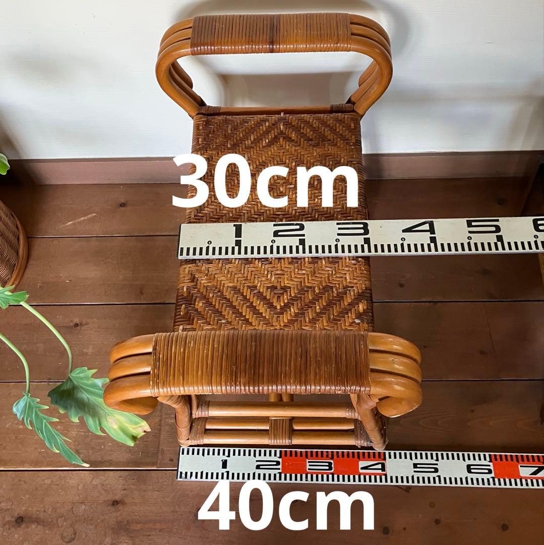 丈夫なアーム付きスツール ラタン製 籐家具 籐の椅子 中古家具 美品