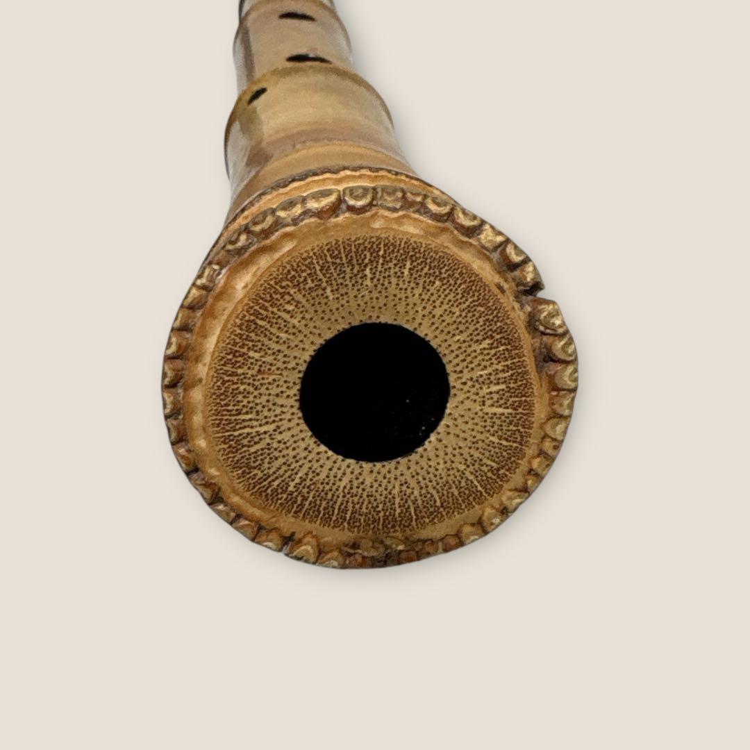 人気　尺八　琴古流　バチ型　銘あり　竹治　1印　2尺　7孔　和楽器　真竹　漆