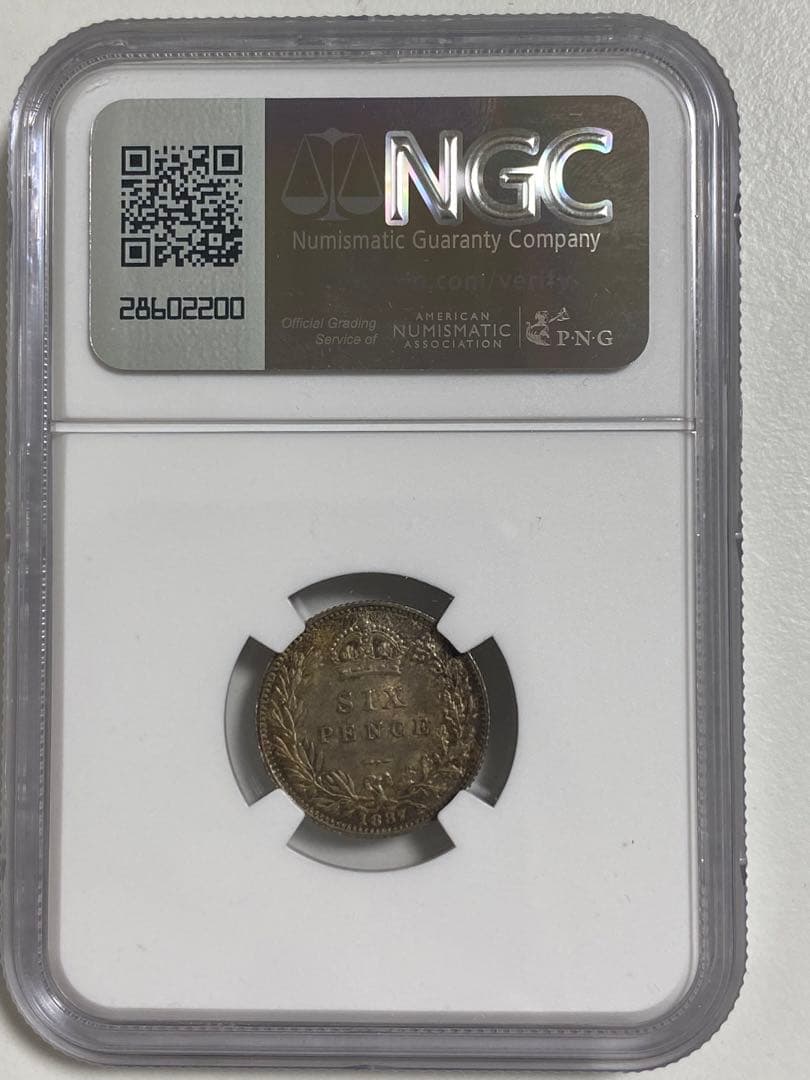 NGC MS63 イギリス ヴィクトリア 6P WEARTH 銀貨 古銭
