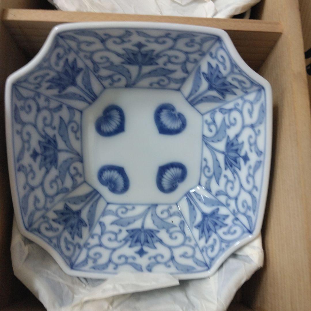 レア【木箱付き】深川製磁 かぶと唐草 　角切中鉢　5枚揃