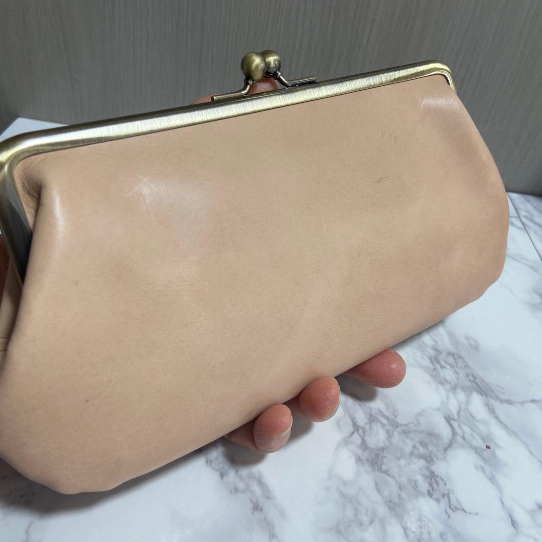 すずらんハンドメイド　牛ヌメ革親子がま口長財布