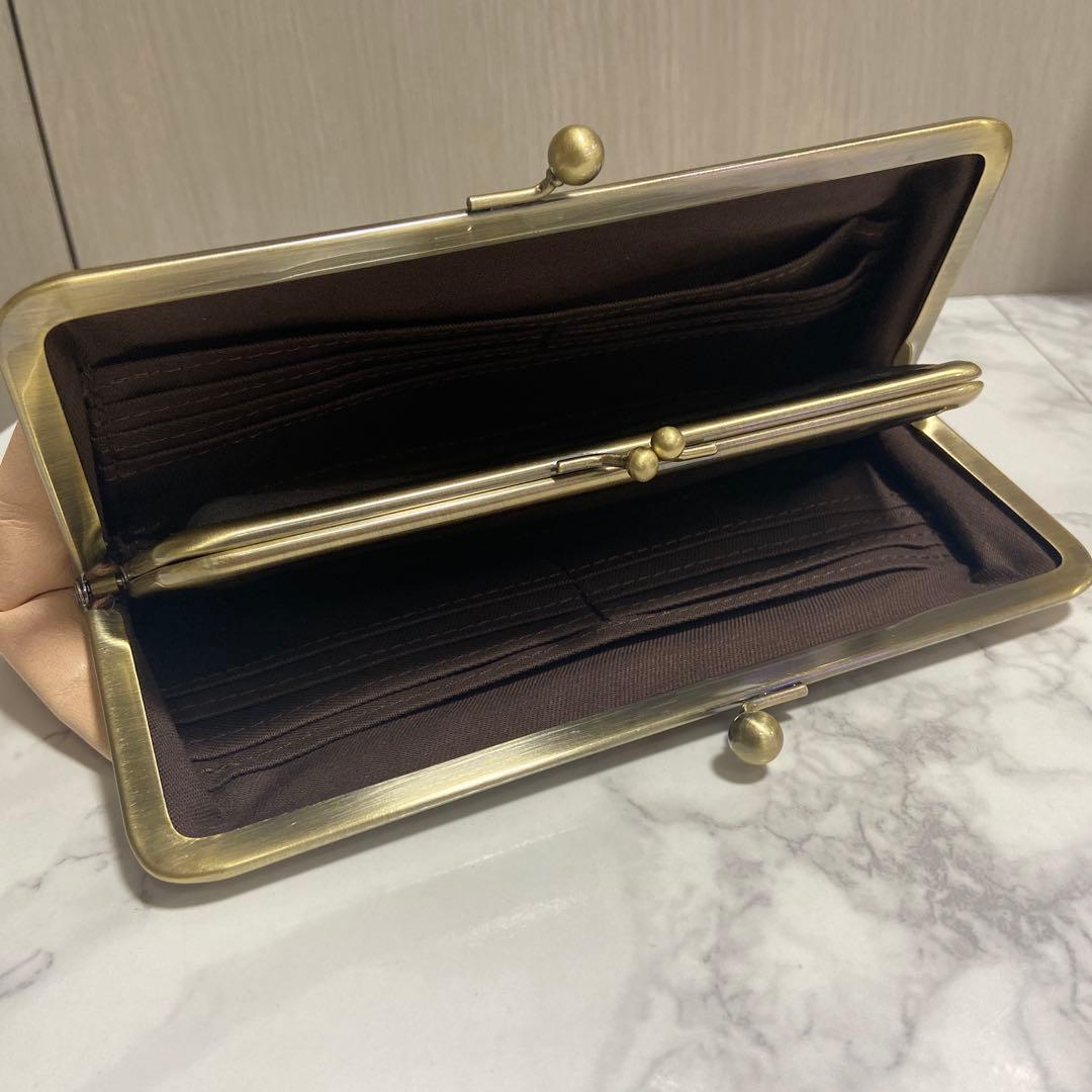 すずらんハンドメイド　牛ヌメ革親子がま口長財布