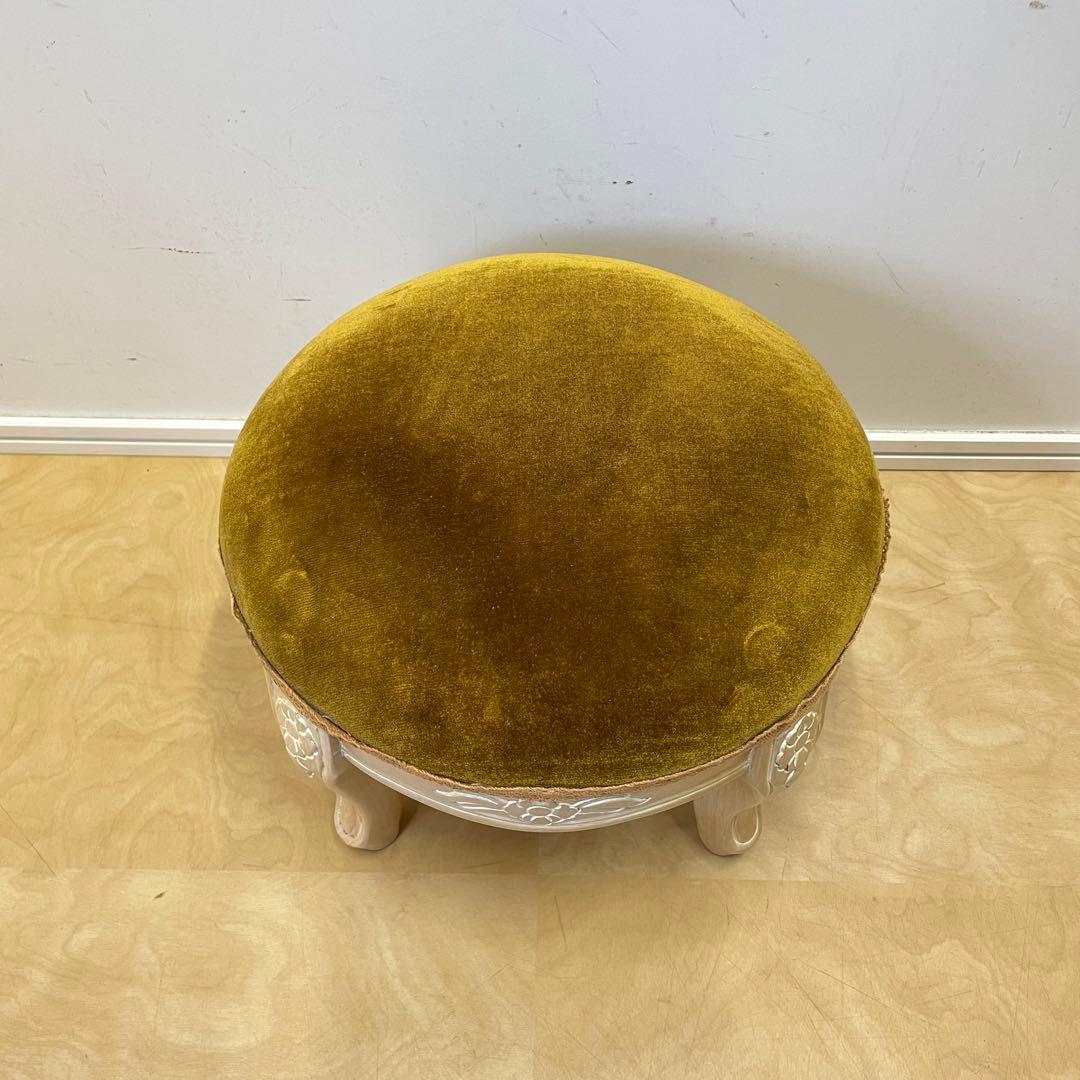 グリーン イタリア製 猫脚 小型スツール② ミニスツール オットマン 椅子