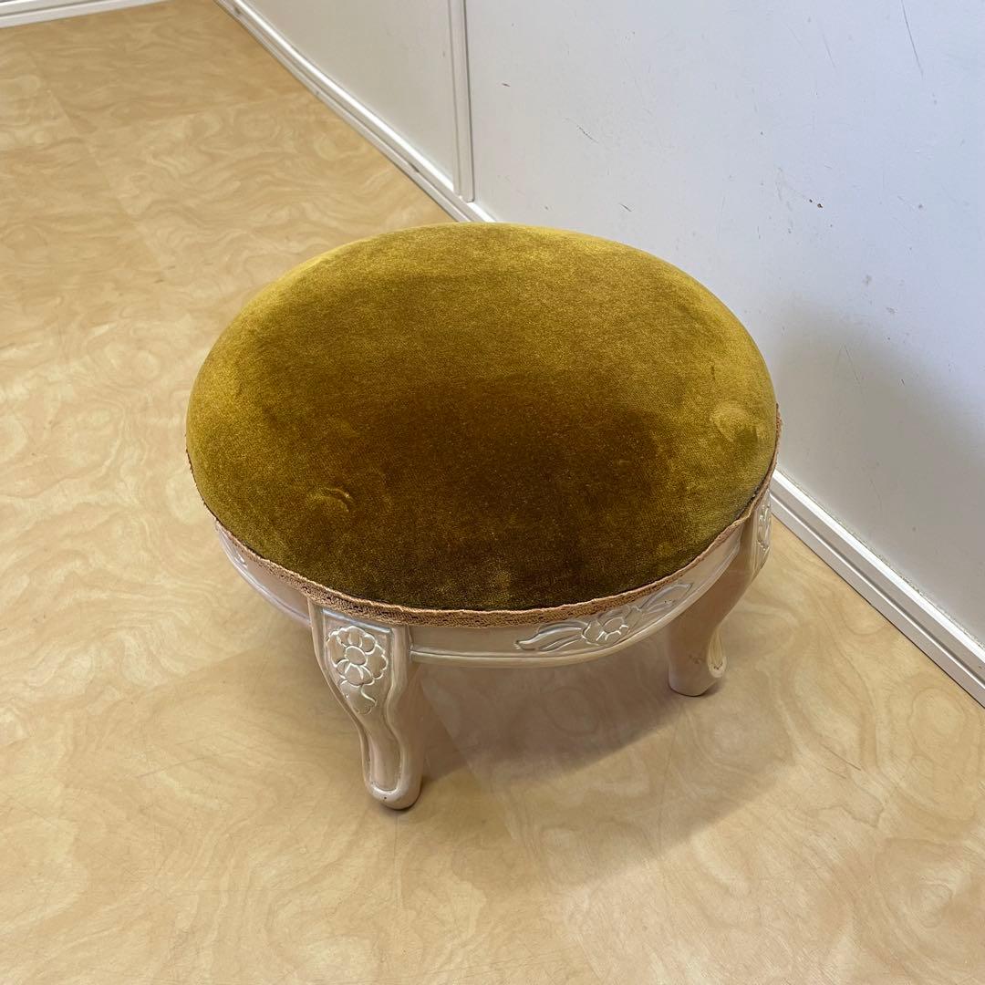 グリーン イタリア製 猫脚 小型スツール② ミニスツール オットマン 椅子