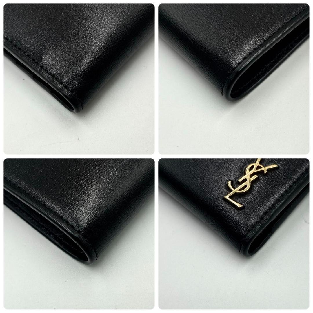 noe　サンローラン 二つ折り 折り財布 カサンドラ レザー ブラック