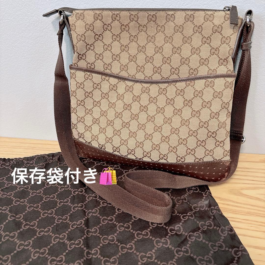 GUCCI グッチ GGキャンバス ショルダーバッグ 巾着袋 保存袋付