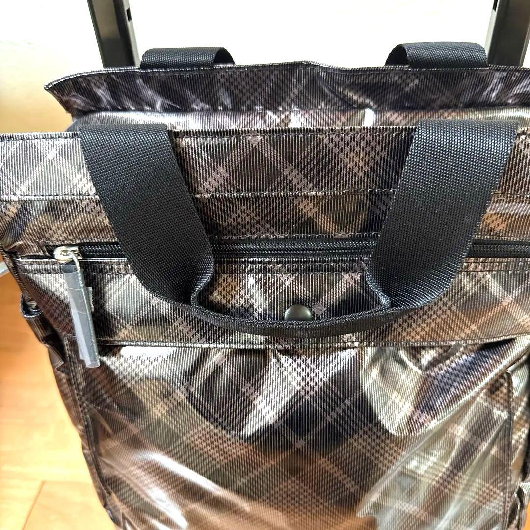 ブラウンチェック柄キャリーカート