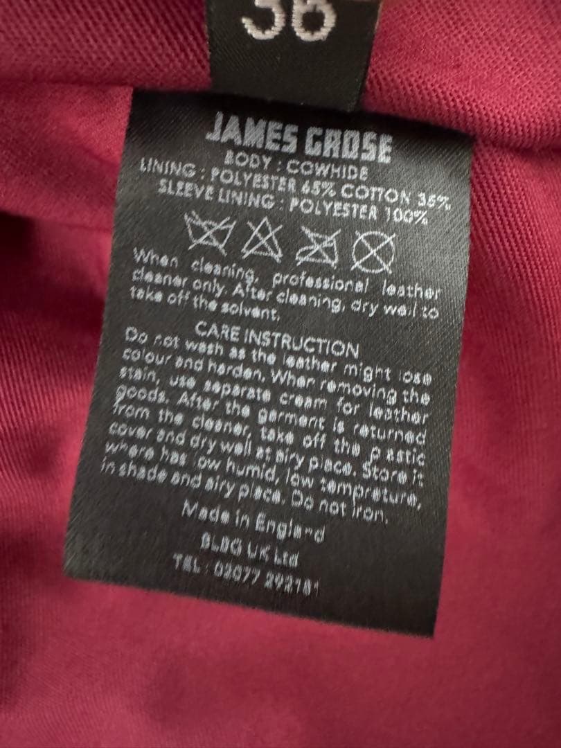 ◆美品◆JAMES GROSE◆ライダースジャケット◆襟ボア脱着可◆英国製