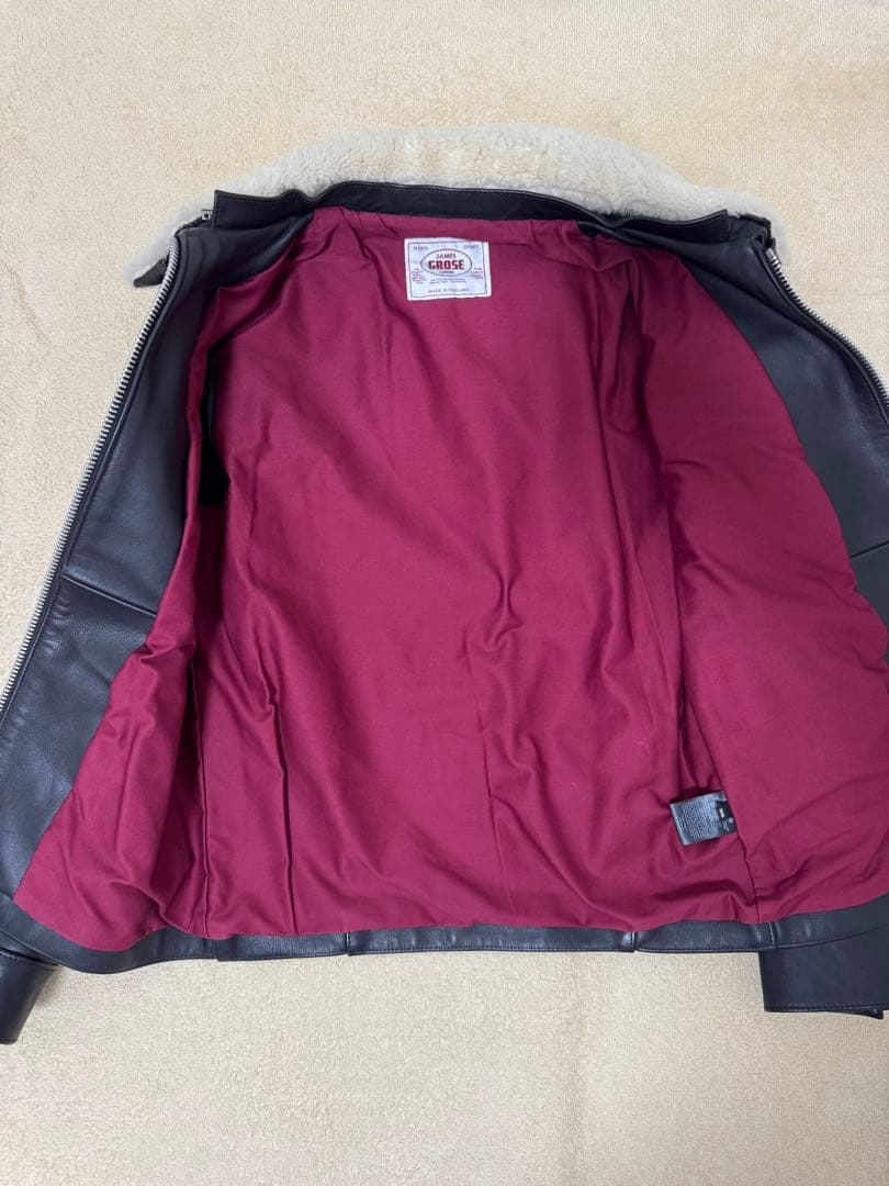 ◆美品◆JAMES GROSE◆ライダースジャケット◆襟ボア脱着可◆英国製
