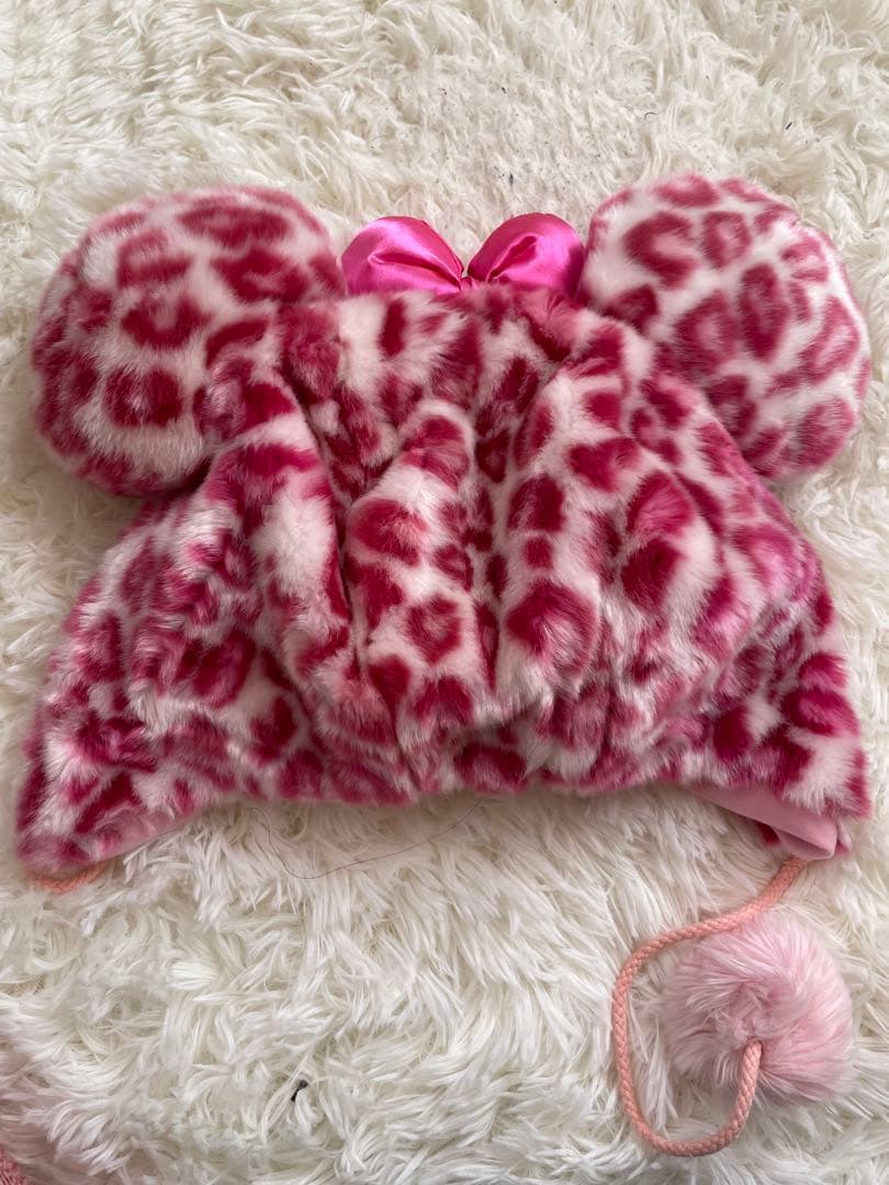 ディズニー ミニー　ヒョウ柄　ファンキャップ　ピンク