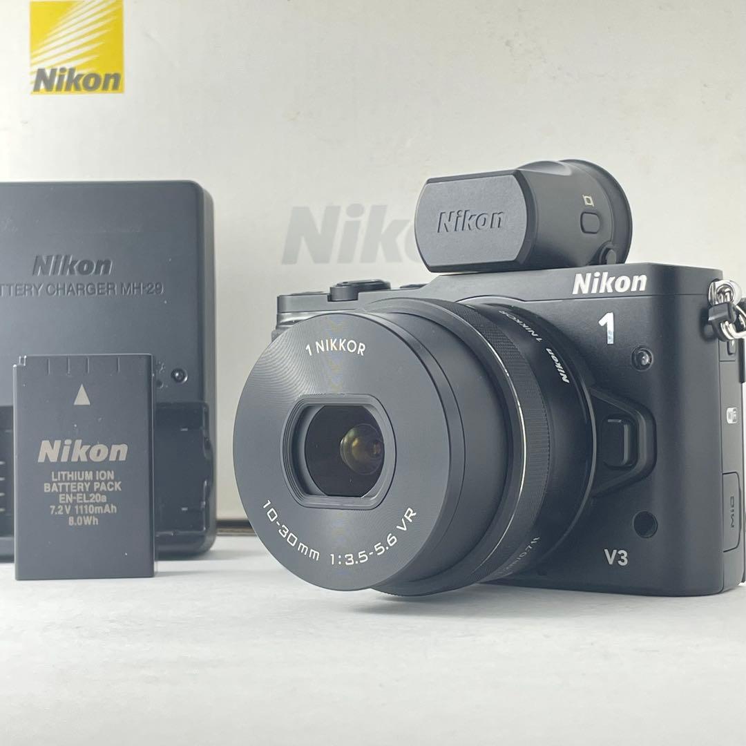 【ショット数8000・返品保証】Nikon 1 V3 ブラック 標準レンズキット