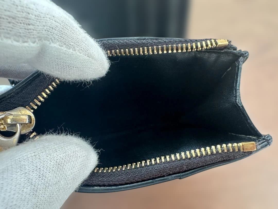 BOTTEGA VENETA 二つ折り財布 マキシイントレチャート レザー 黒