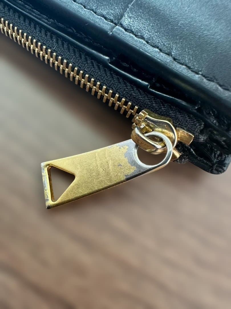 BOTTEGA VENETA 二つ折り財布 マキシイントレチャート レザー 黒