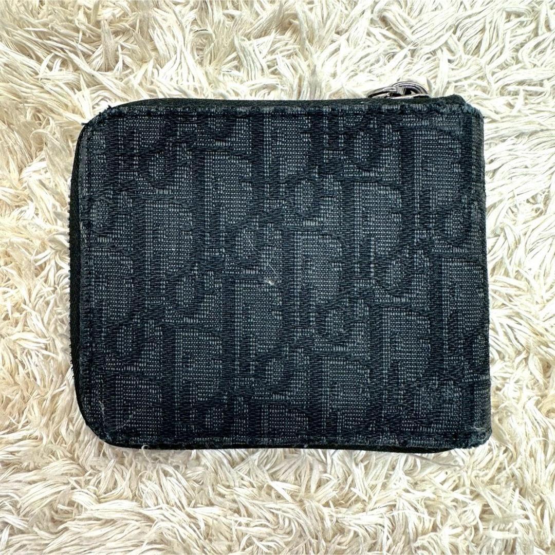 【美品】クリスチャンディオール 二つ折り財布 グレー キャンバス トロッター