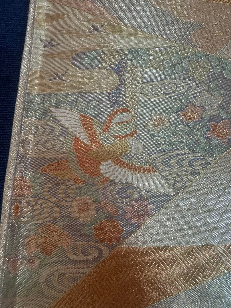2665袋帯 古代彫金紋 西陣織 金糸　高級上質上品　約440cm 未使用