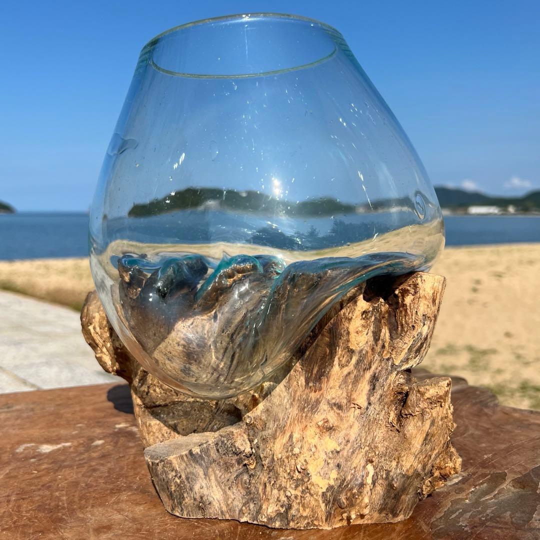 流木ガラスオブジェ大F 花瓶 金魚鉢 ガーデニング フラワーポット 水槽 アート