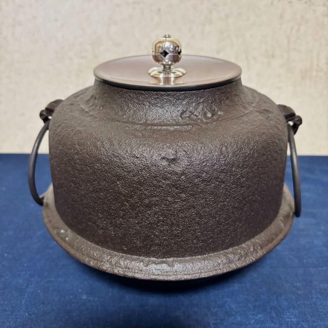 風炉/茶釜/電熱器/銀摘/唐銅朝鮮風炉釜/野々田電熱器/金森紹栄造/敷板/茶道具