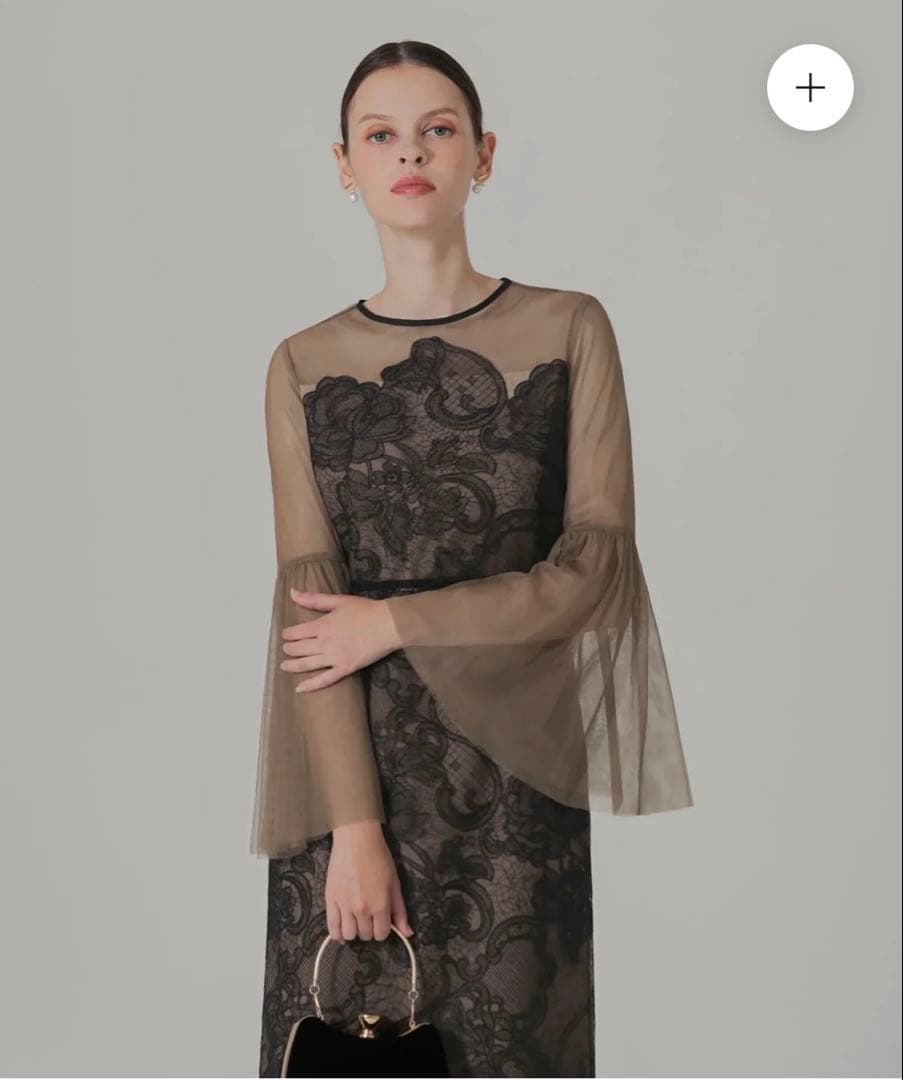 Leja シアープリーツスリーブIラインワンピースドレス オケージョン お呼ばれ