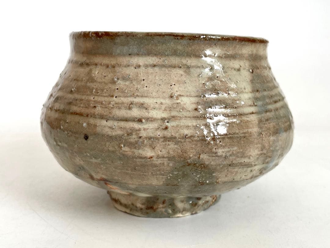 陶芸家　岡部嶺男　粉引　塩筍茶碗　茶盌　抹茶碗　岡部美喜識箱　加藤唐九郎