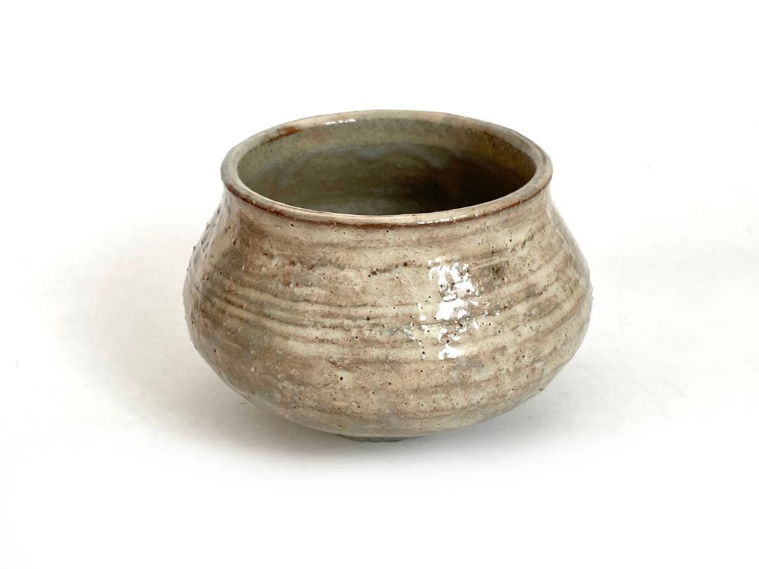 陶芸家　岡部嶺男　粉引　塩筍茶碗　茶盌　抹茶碗　岡部美喜識箱　加藤唐九郎