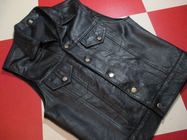 希少 ヴィンテージ 英国製 レザーベスト トラッカー REAL LEATHER社