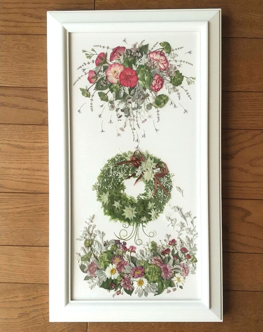 押し花アート〜花のワルツ〜 額装　アート リース　押し花額　インテリア　ブーケ