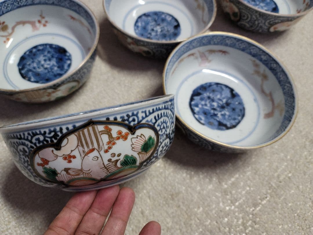 値下げ限界早い者勝ち無傷蔵だし　古伊万里　蛸唐草三方窓鯉滝登り見込四君子松竹梅鉢