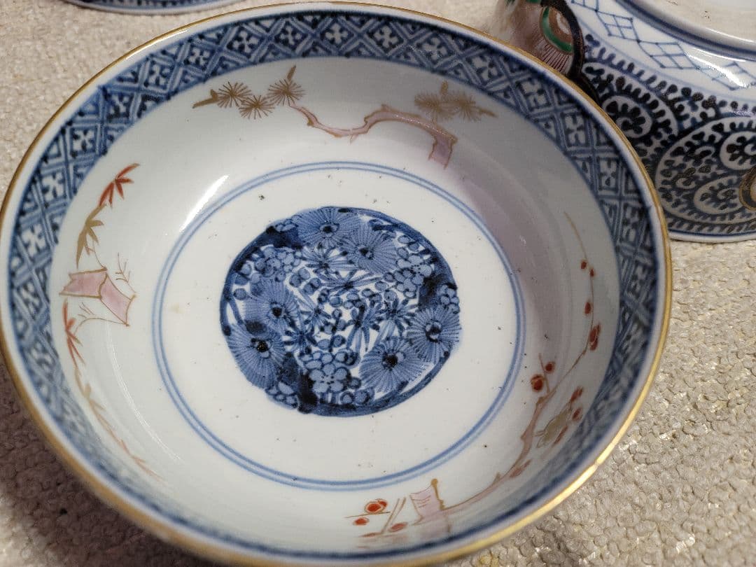 値下げ限界早い者勝ち無傷蔵だし　古伊万里　蛸唐草三方窓鯉滝登り見込四君子松竹梅鉢