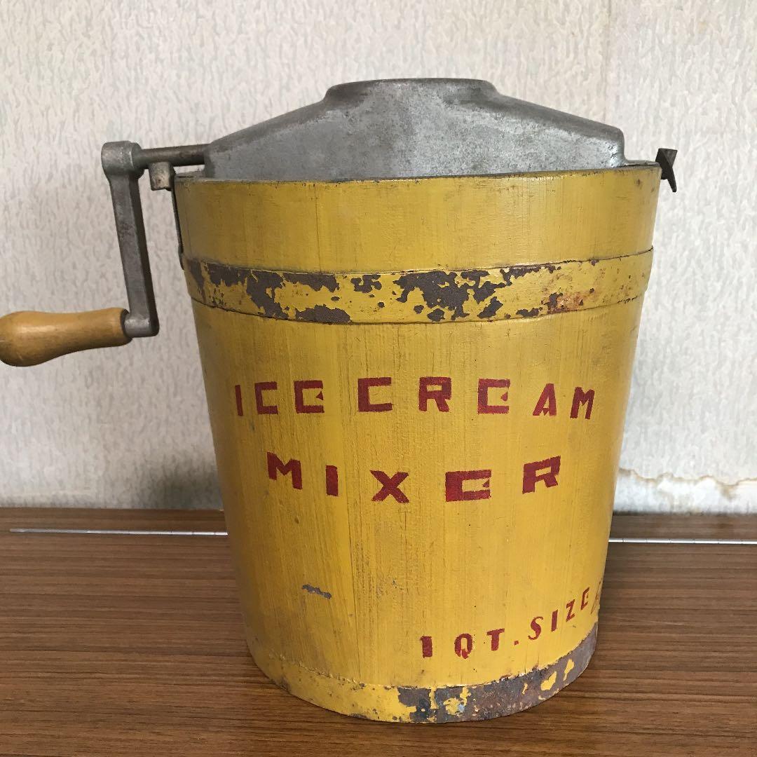 木製バケツ型アイスクリームメーカー　骨董品