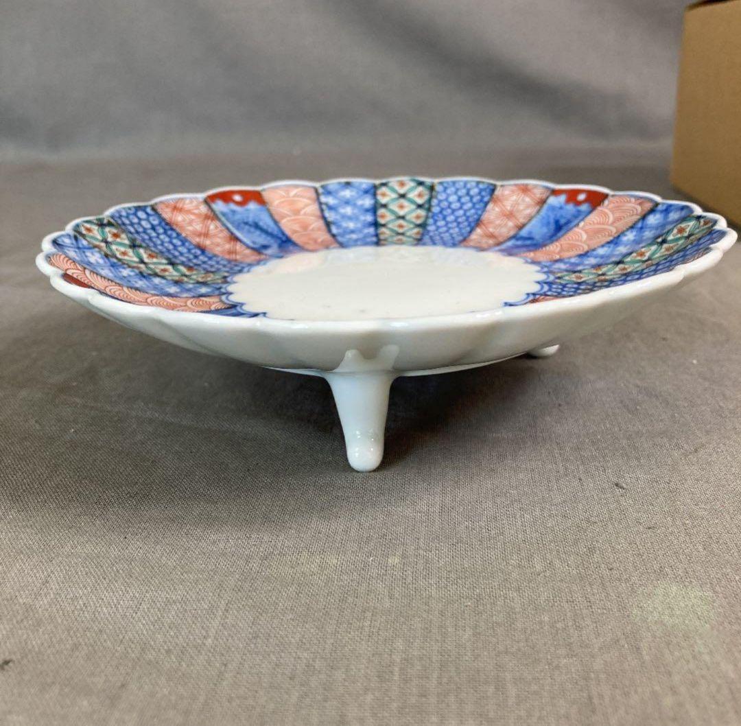 ☆最終価格☆【美品】人間国宝 酒井田柿右衛門作 染錦菊地紋 三つ足菊形皿