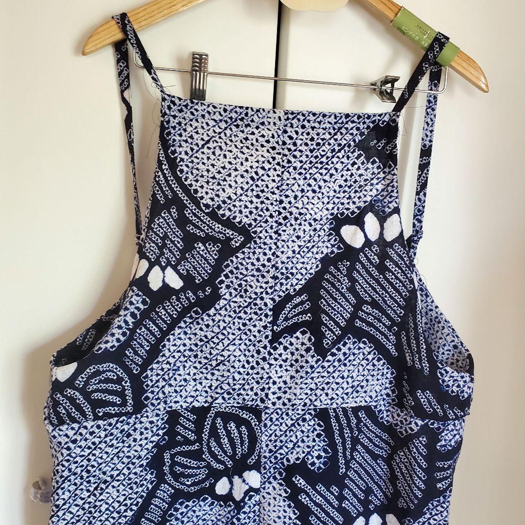 さと　有松絞りリメイク、有松ティアードワンピース、サロペット