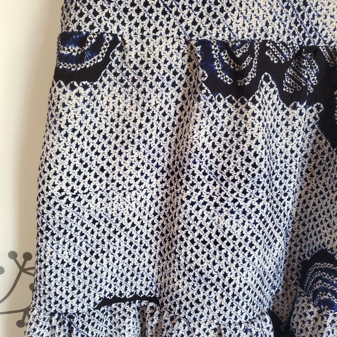 さと　有松絞りリメイク、有松ティアードワンピース、サロペット