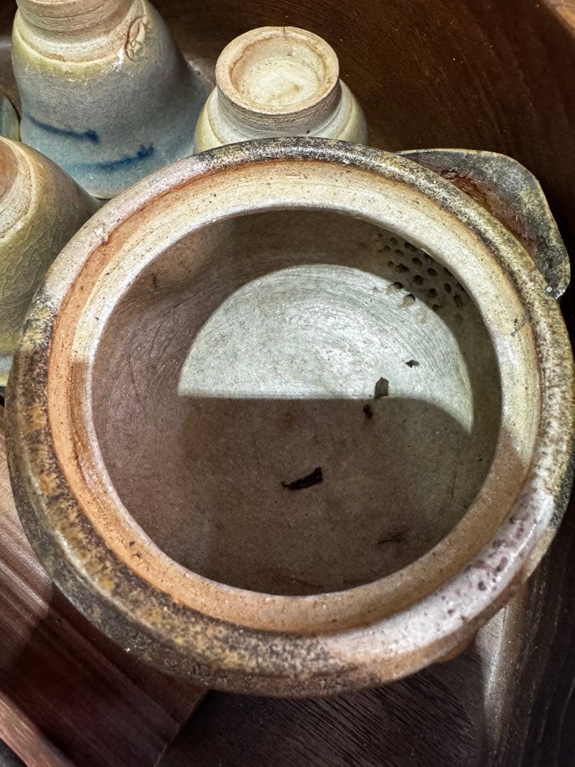 ⚫️ 間村自造 茶托（ちゃたく） 茶入れの蓋 煎茶器セット 備前焼