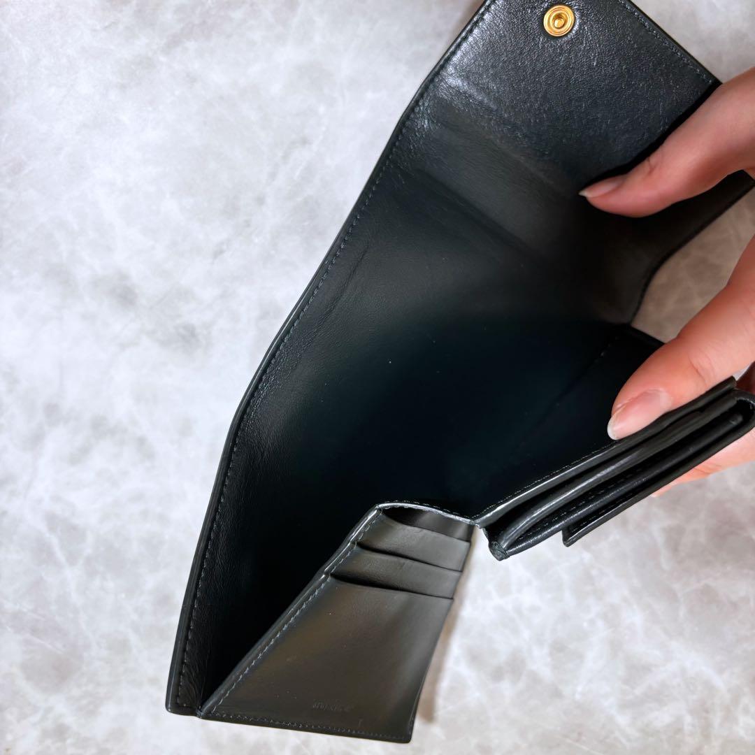 CELINE スモールトリフォールドウォレット グリーン　三つ折り財布　財布