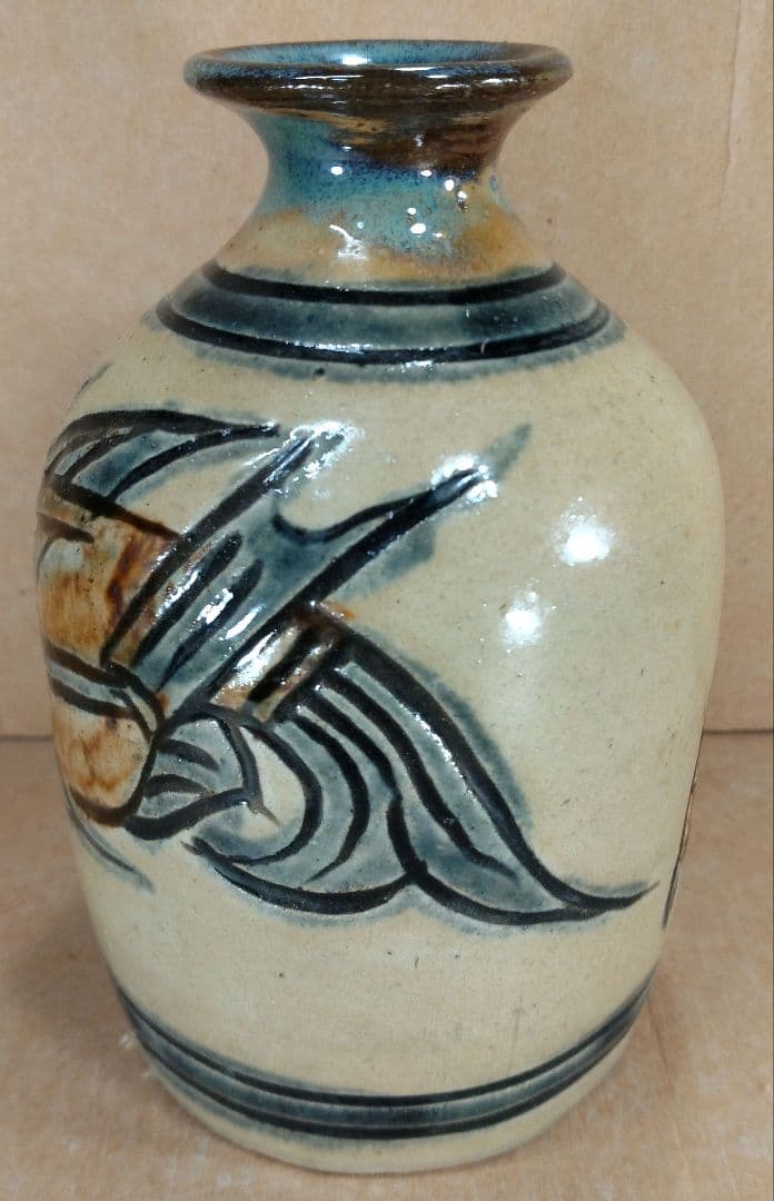 【本物保証】金城次郎 壷屋焼徳利(笑魚,魚) 共箱 栞 人間国宝 壺屋焼 美品