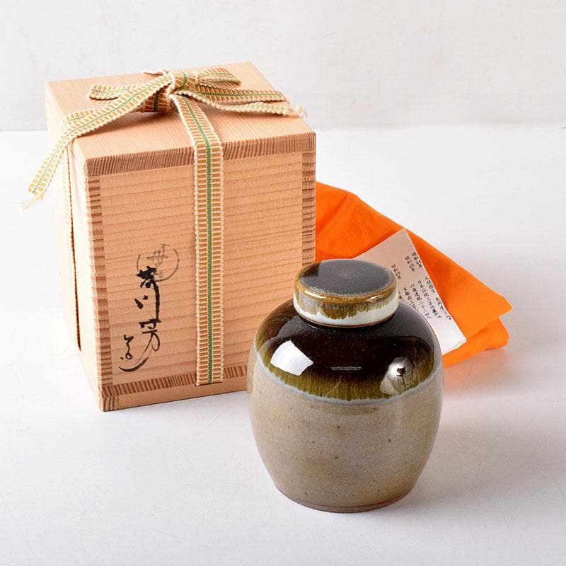 Lily　茶道具　丹山窯　小峠葛芳作　灰釉　振出　共布　共箱　V　7713