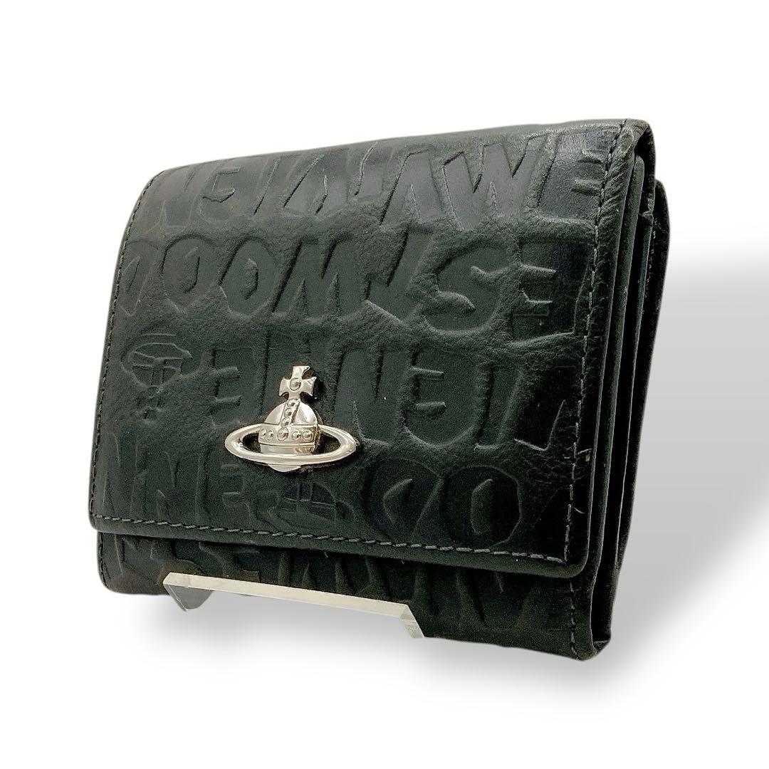 美品✨ヴィヴィアンウエストウッド 財布 オーヴ 総柄 レザー がま口 ブラック