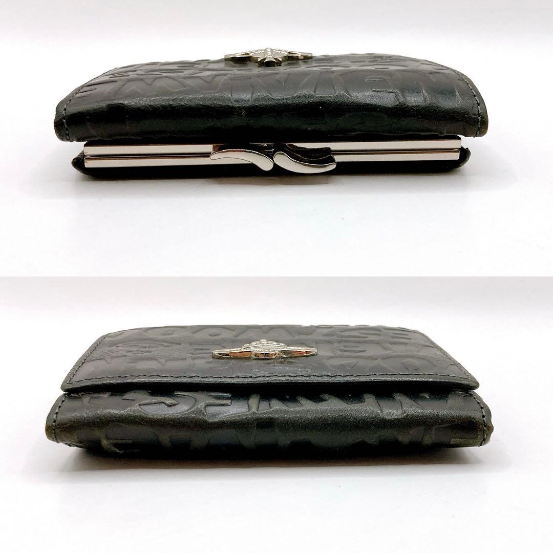 美品✨ヴィヴィアンウエストウッド 財布 オーヴ 総柄 レザー がま口 ブラック