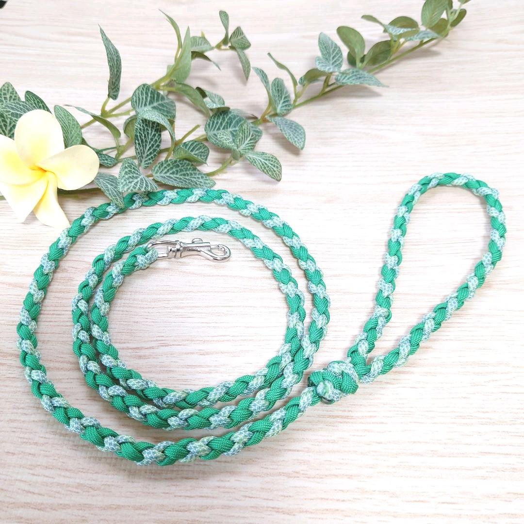 パラコードリード＆パラコード首輪　ハーフチョーク　グリーン　№030