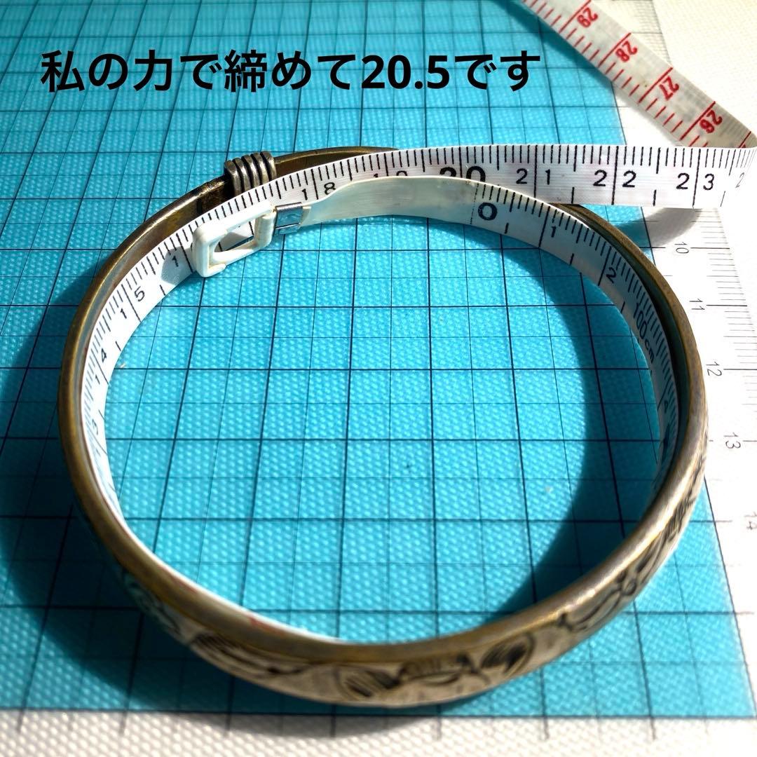 Old tribal silver 純銀 花鳥カービングバングル苗族 伝統工芸品