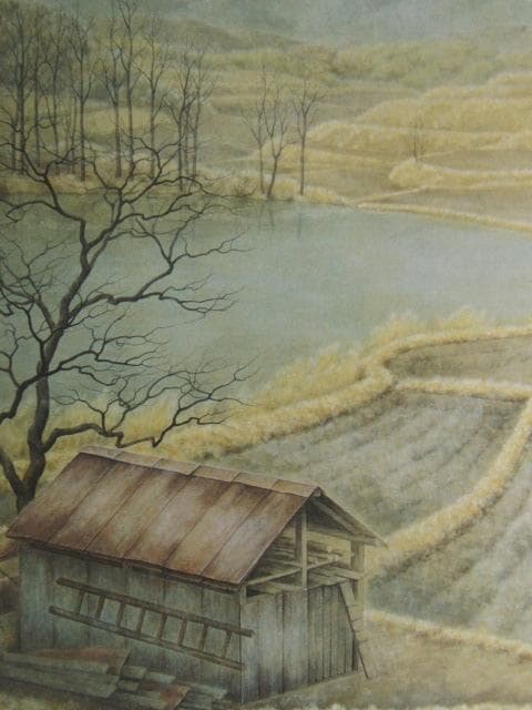 堀井利香、【早春】、希少な額装用画集より、新品額装付、状態良好