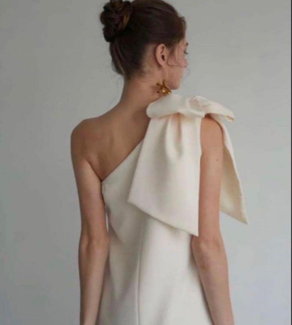 acka ワンショルダーポイントワンピース リボンドレス