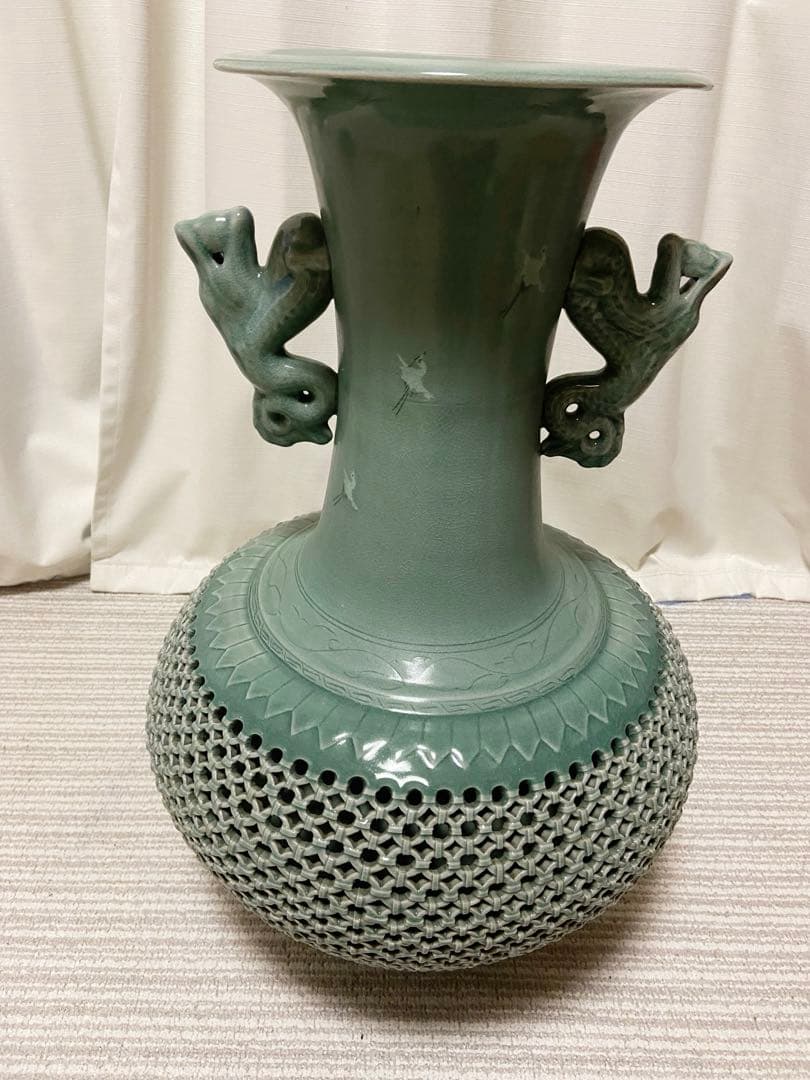 高麗青磁 壺 花瓶 置物　特大花瓶　インテリア